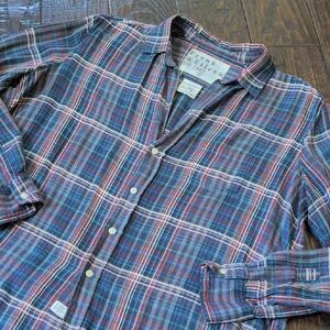 FRANK & EILEEN I Blue Multicolor Plaid Soft Cotton Button Down Eileen Shirt, S